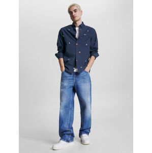 Tommy Jeans pánská tmavě modrá košile FLAG CRITTER - XL (DW5)